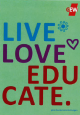 Postkarte grün - Live. Love. Educate.